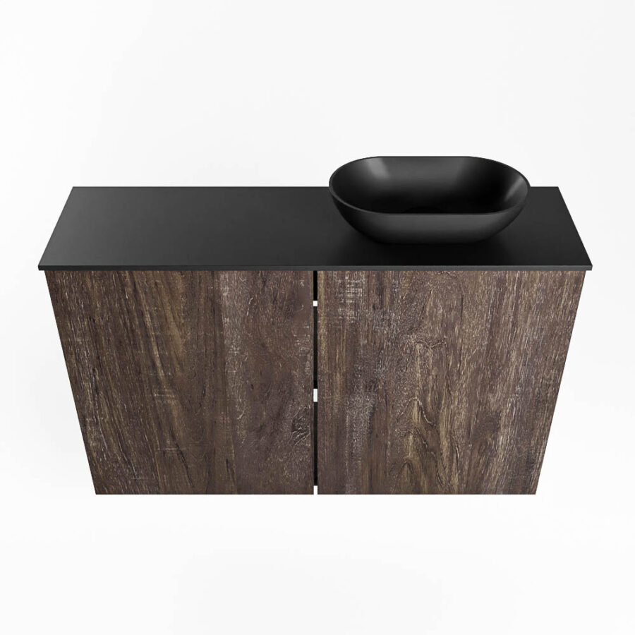 MONDIAZ FOWY toiletmeubel 80cm kleur dark brown. Waskom positie rechts kleur urban | urban. Met 1 kraangat - Afbeelding 5