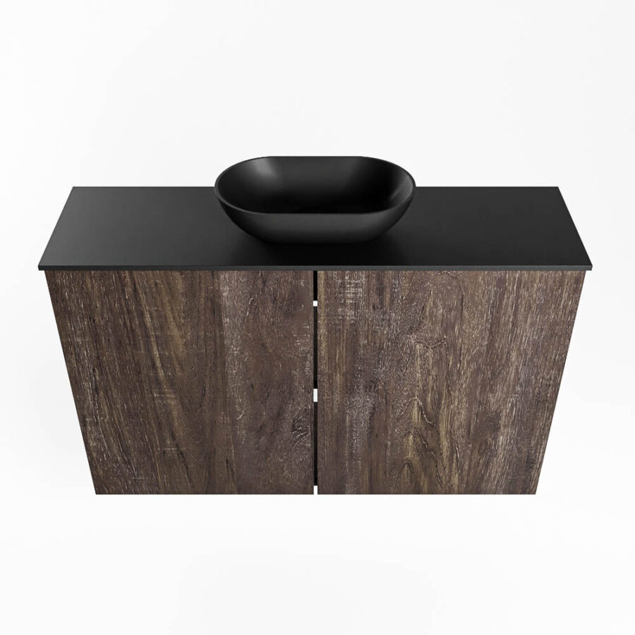 MONDIAZ FOWY toiletmeubel 80cm kleur dark brown. Waskom positie midden kleur urban | urban. Zonder kraangat - Afbeelding 5