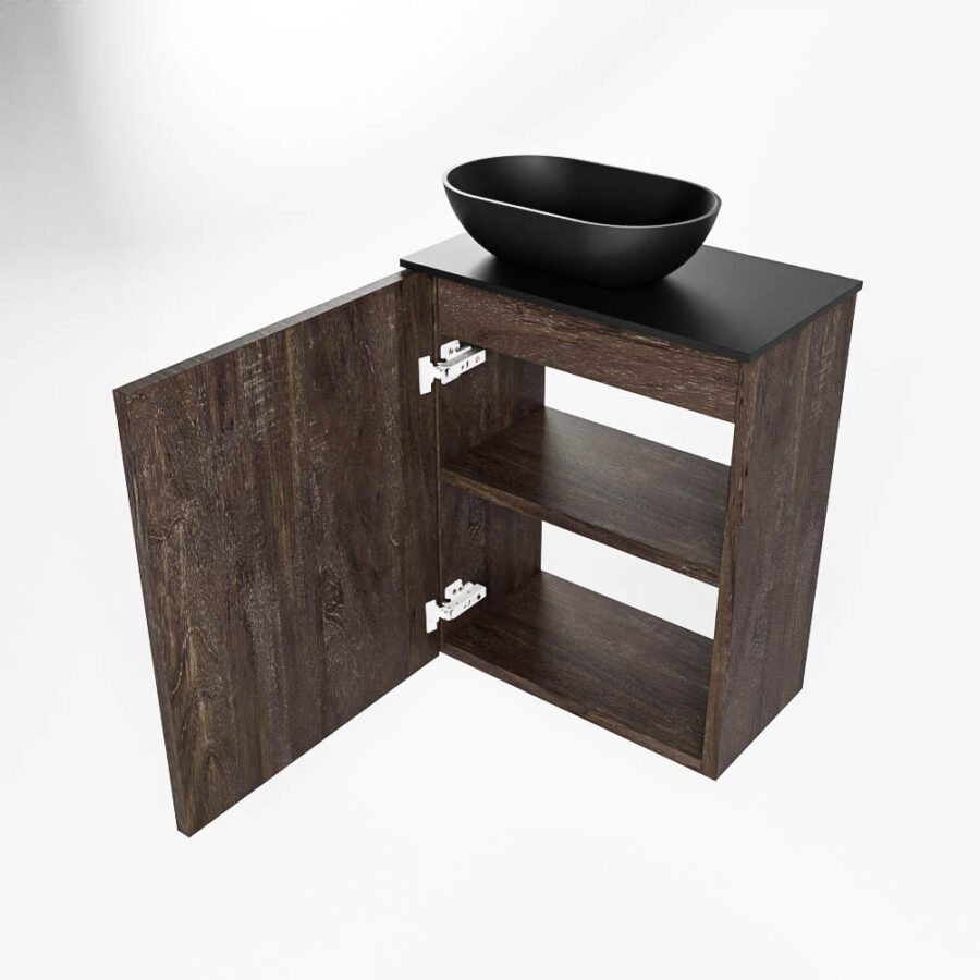 MONDIAZ FOWY toiletmeubel 40cm kleur dark brown. Waskom positie links kleur urban | urban. Met 1 kraangat - Afbeelding 6