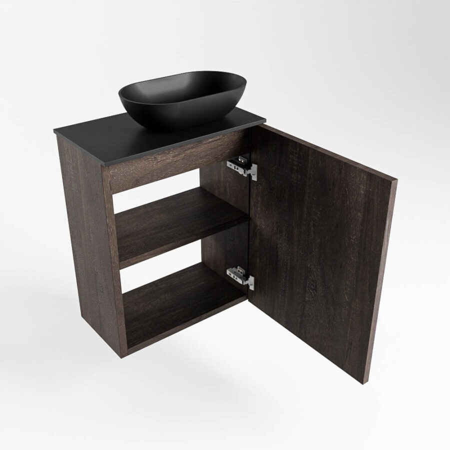MONDIAZ FOWY toiletmeubel 40cm kleur dark brown. Waskom positie rechts kleur urban | urban. Met 1 kraangat - Afbeelding 6