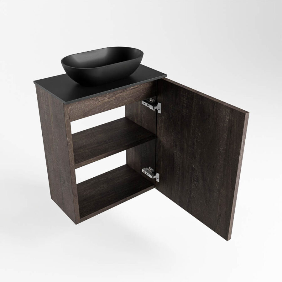 MONDIAZ FOWY toiletmeubel 40cm kleur dark brown. Waskom positie midden kleur urban | urban. Zonder kraangat - Afbeelding 6