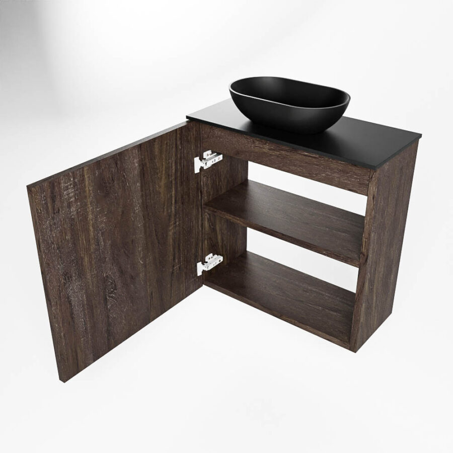 MONDIAZ FOWY toiletmeubel 50cm kleur dark brown. Waskom positie links kleur urban | urban. Met 1 kraangat - Afbeelding 6