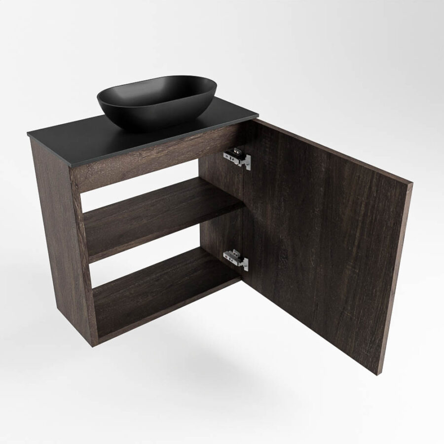 MONDIAZ FOWY toiletmeubel 50cm kleur dark brown. Waskom positie rechts kleur urban | urban. Met 1 kraangat - Afbeelding 6
