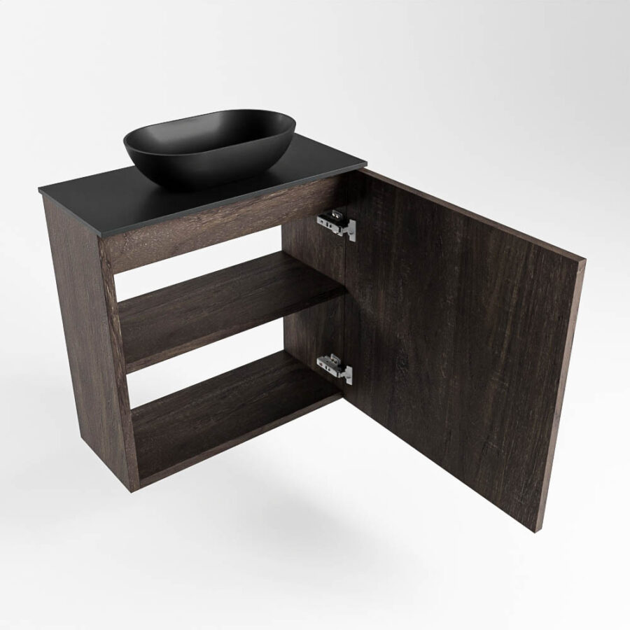 MONDIAZ FOWY toiletmeubel 50cm kleur dark brown. Waskom positie midden kleur urban | urban. Zonder kraangat - Afbeelding 6