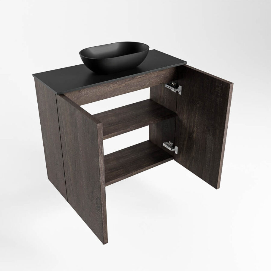 MONDIAZ FOWY toiletmeubel 60cm kleur dark brown. Waskom positie midden kleur urban | urban. Met 1 kraangat - Afbeelding 6