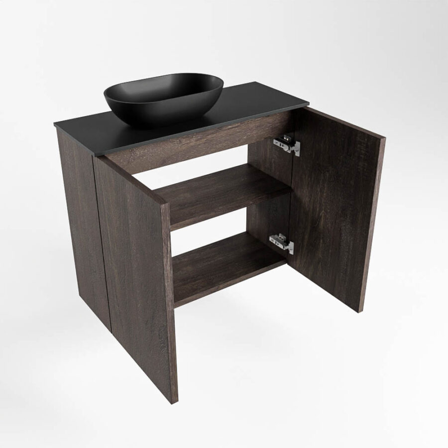 MONDIAZ FOWY toiletmeubel 60cm kleur dark brown. Waskom positie links kleur urban | urban. Met 1 kraangat - Afbeelding 6