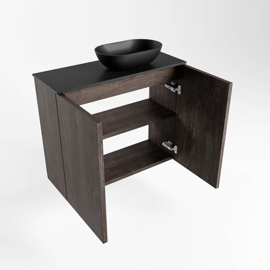 MONDIAZ FOWY toiletmeubel 60cm kleur dark brown. Waskom positie rechts kleur urban | urban. Met 1 kraangat - Afbeelding 6