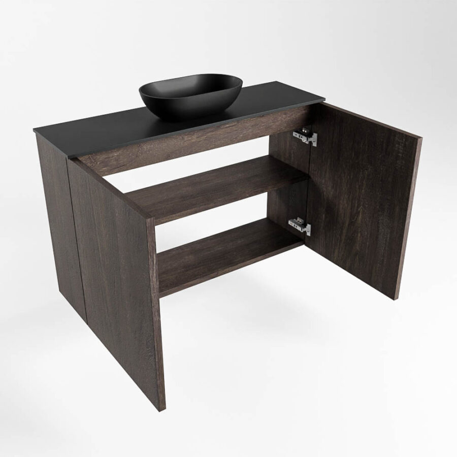 MONDIAZ FOWY toiletmeubel 80cm kleur dark brown. Waskom positie midden kleur urban | urban. Met 1 kraangat - Afbeelding 6