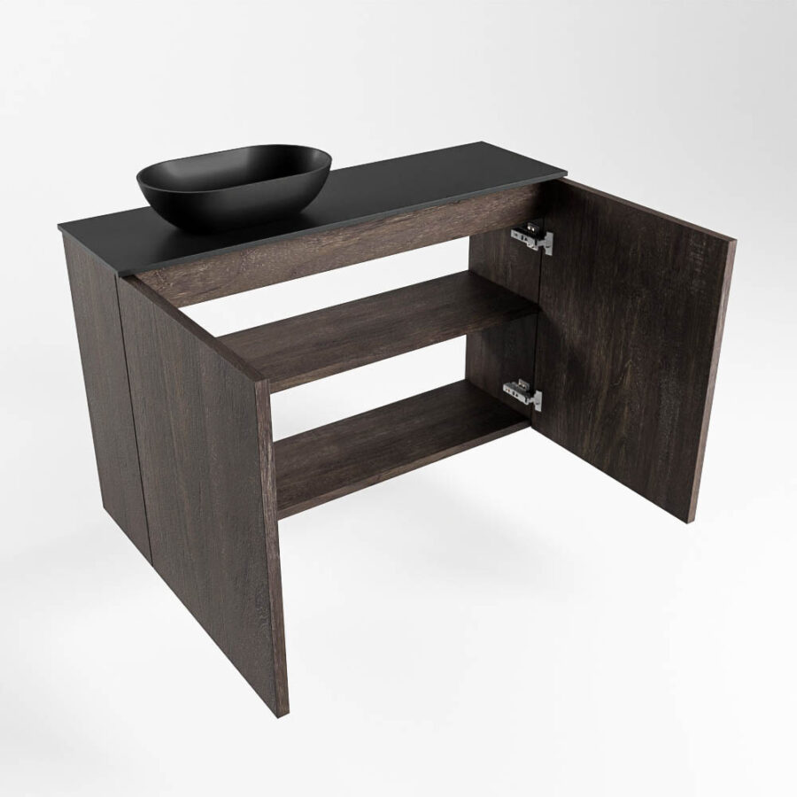 MONDIAZ FOWY toiletmeubel 80cm kleur dark brown. Waskom positie links kleur urban | urban. Met 1 kraangat - Afbeelding 6