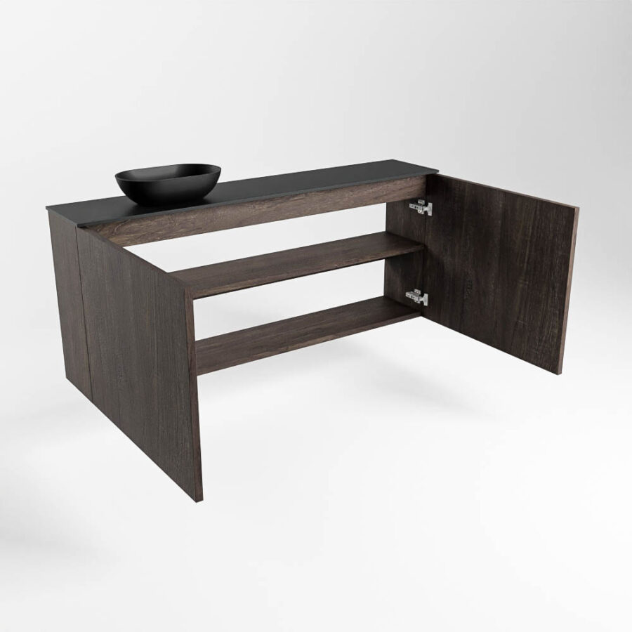 MONDIAZ FOWY toiletmeubel 120cm kleur dark brown. Waskom positie links kleur urban | urban. Zonder kraangat - Afbeelding 6