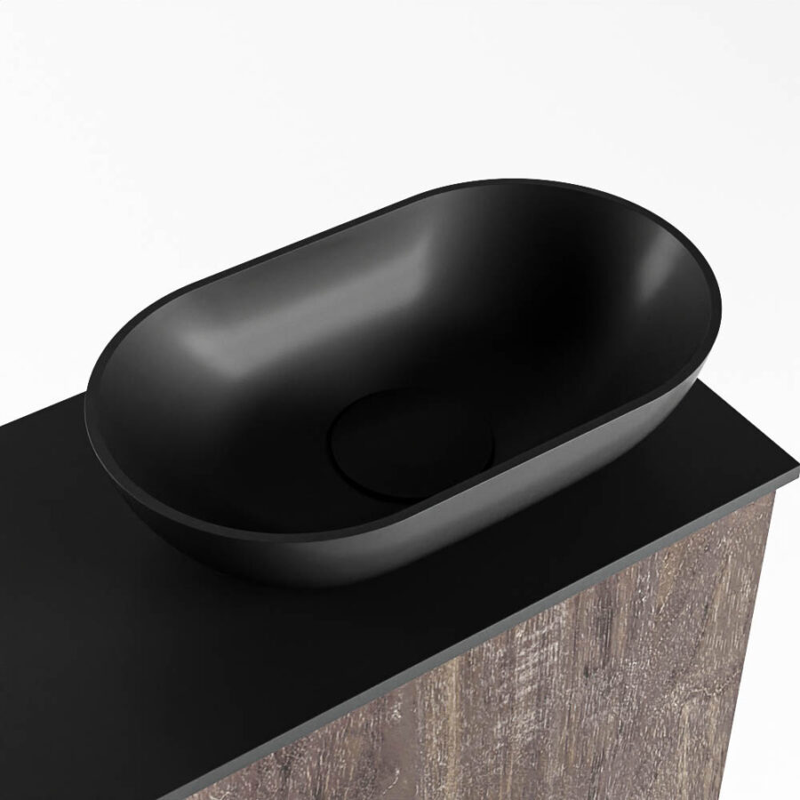 MONDIAZ FOWY toiletmeubel 40cm kleur dark brown. Waskom positie rechts kleur urban | urban. Met 1 kraangat - Afbeelding 7