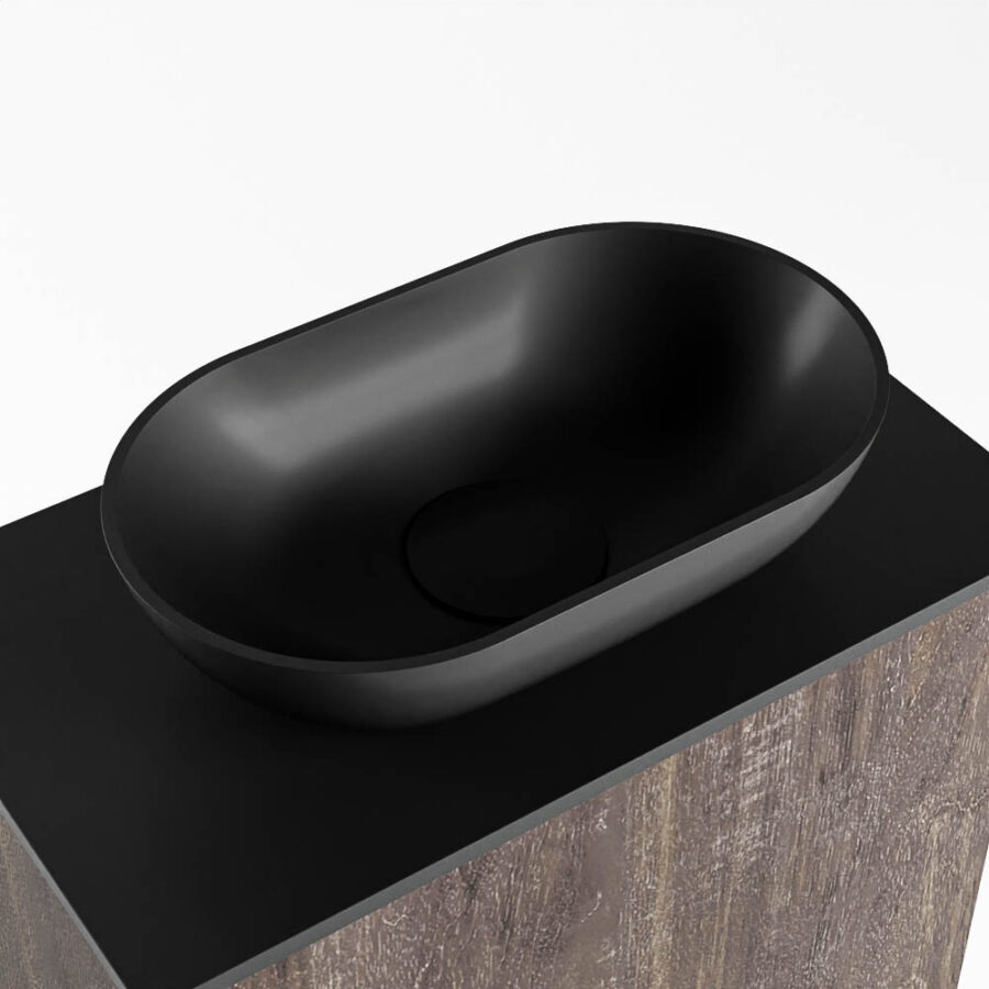 MONDIAZ FOWY toiletmeubel 40cm kleur dark brown. Waskom positie midden kleur urban | urban. Zonder kraangat - Afbeelding 7