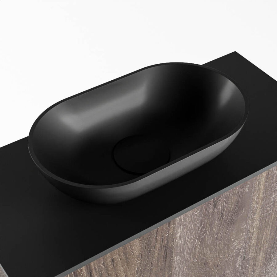 MONDIAZ FOWY toiletmeubel 50cm kleur dark brown. Waskom positie links kleur urban | urban. Met 1 kraangat - Afbeelding 7
