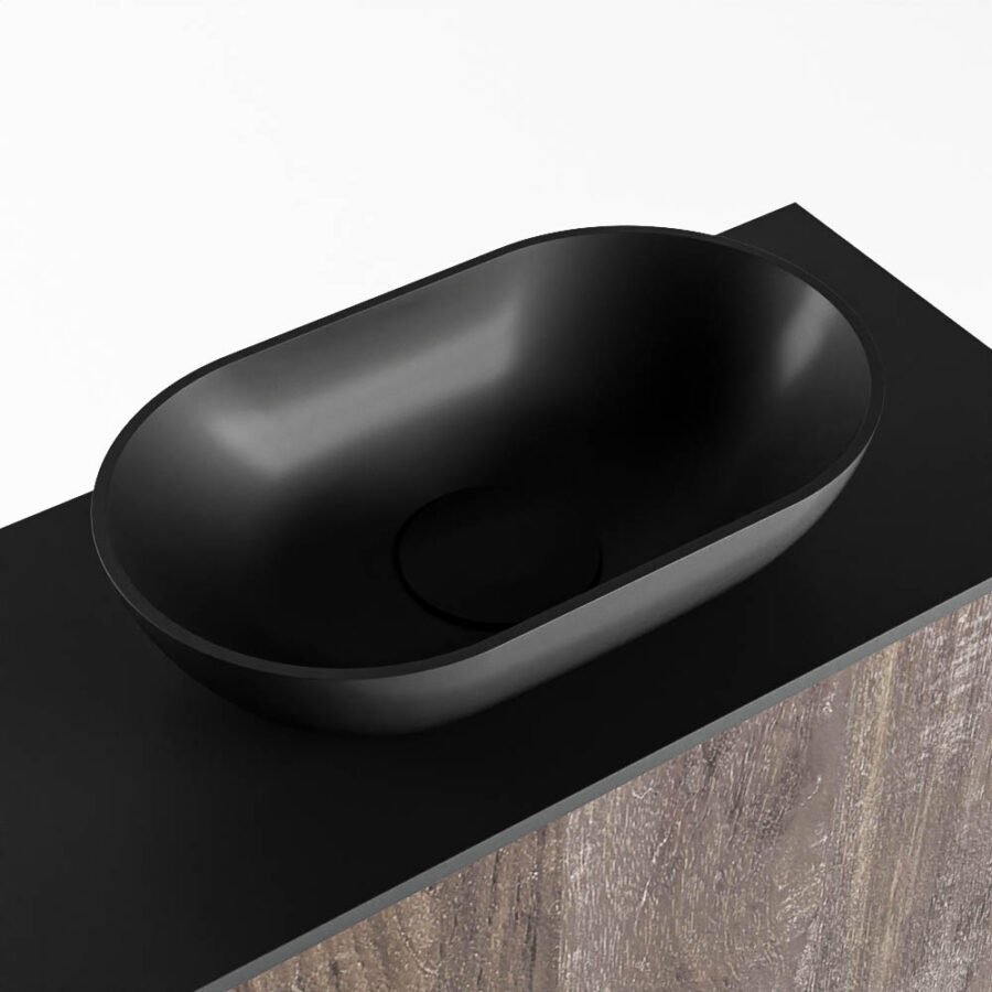 MONDIAZ FOWY toiletmeubel 50cm kleur dark brown. Waskom positie midden kleur urban | urban. Zonder kraangat - Afbeelding 7