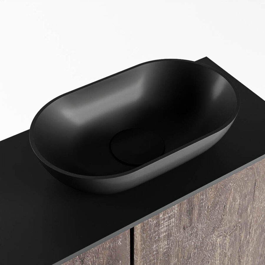 MONDIAZ FOWY toiletmeubel 60cm kleur dark brown. Waskom positie rechts kleur urban | urban. Met 1 kraangat - Afbeelding 7