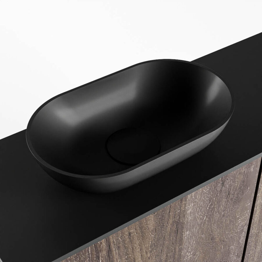 MONDIAZ FOWY toiletmeubel 80cm kleur dark brown. Waskom positie links kleur urban | urban. Met 1 kraangat - Afbeelding 7