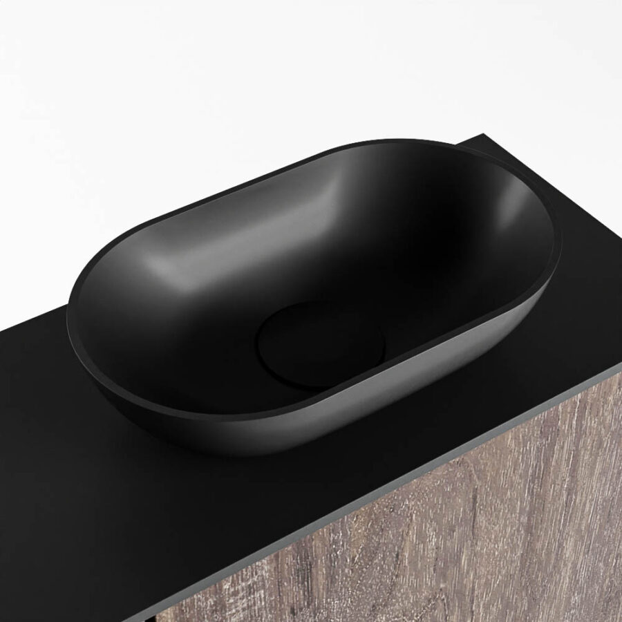 MONDIAZ FOWY toiletmeubel 80cm kleur dark brown. Waskom positie rechts kleur urban | urban. Zonder kraangat - Afbeelding 7