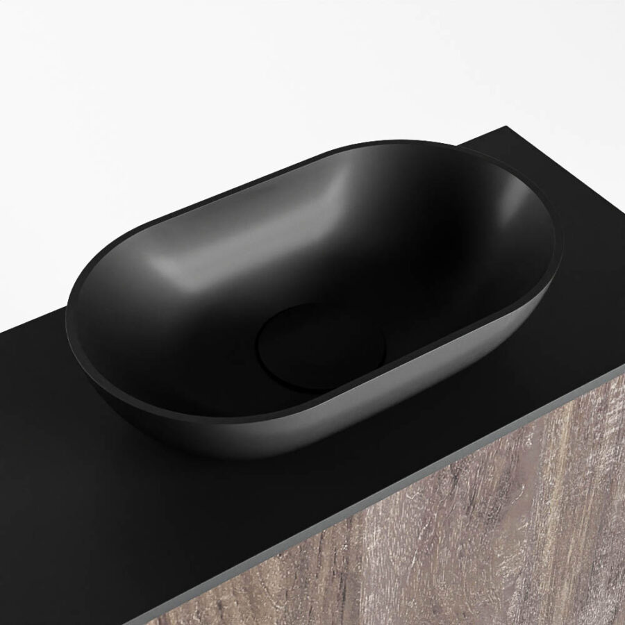 MONDIAZ FOWY toiletmeubel 100cm kleur dark brown. Waskom positie rechts kleur urban | urban. Met 1 kraangat - Afbeelding 7
