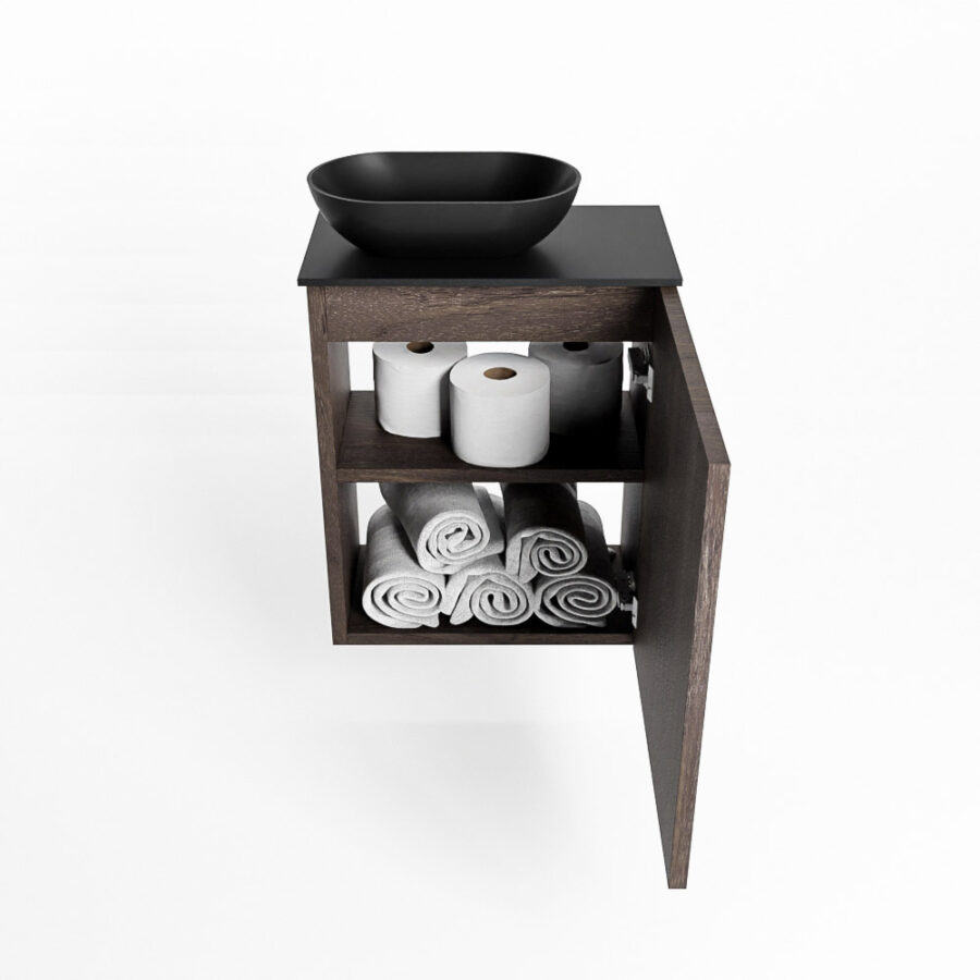 MONDIAZ FOWY toiletmeubel 40cm kleur dark brown. Waskom positie links kleur urban | urban. Met 1 kraangat - Afbeelding 8