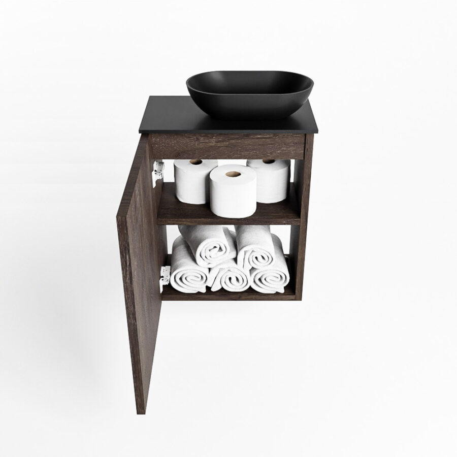MONDIAZ FOWY toiletmeubel 40cm kleur dark brown. Waskom positie rechts kleur urban | urban. Met 1 kraangat - Afbeelding 8