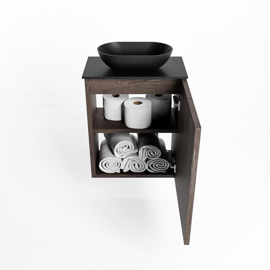 MONDIAZ FOWY toiletmeubel 40cm kleur dark brown. Waskom positie midden kleur urban | urban. Zonder kraangat - Afbeelding 8
