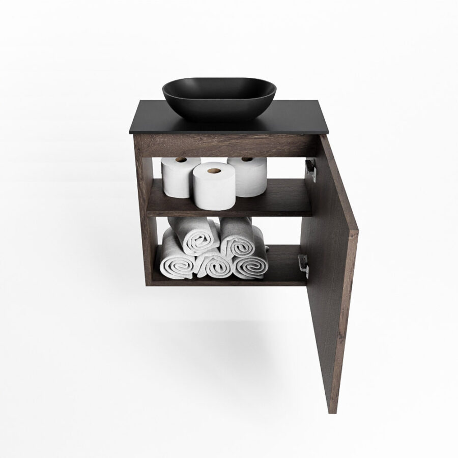 MONDIAZ FOWY toiletmeubel 50cm kleur dark brown. Waskom positie links kleur urban | urban. Met 1 kraangat - Afbeelding 8