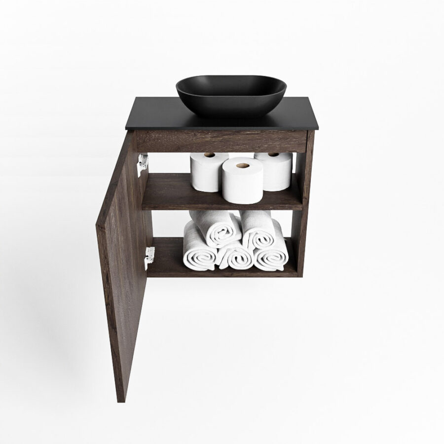 MONDIAZ FOWY toiletmeubel 50cm kleur dark brown. Waskom positie rechts kleur urban | urban. Met 1 kraangat - Afbeelding 8