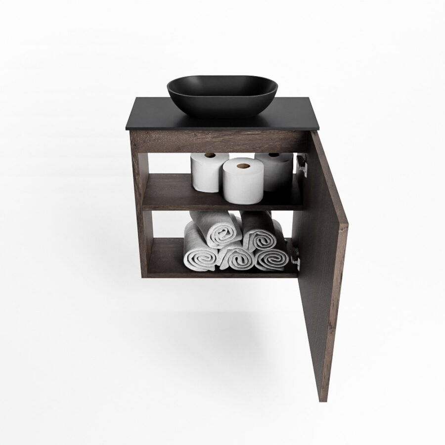 MONDIAZ FOWY toiletmeubel 50cm kleur dark brown. Waskom positie midden kleur urban | urban. Zonder kraangat - Afbeelding 8