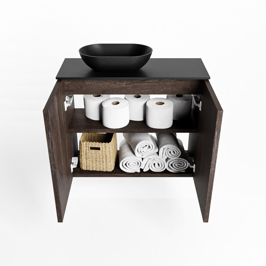 MONDIAZ FOWY toiletmeubel 60cm kleur dark brown. Waskom positie links kleur urban | urban. Met 1 kraangat - Afbeelding 8
