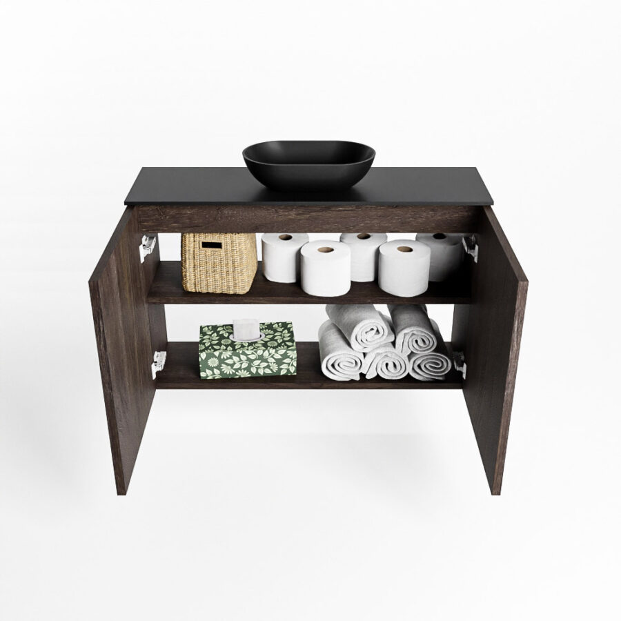 MONDIAZ FOWY toiletmeubel 80cm kleur dark brown. Waskom positie midden kleur urban | urban. Met 1 kraangat - Afbeelding 8