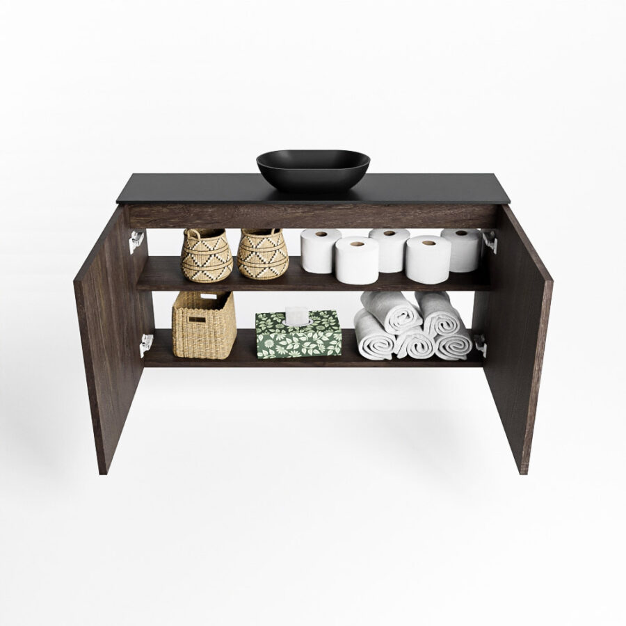 MONDIAZ FOWY toiletmeubel 100cm kleur dark brown. Waskom positie midden kleur urban | urban. Met 1 kraangat - Afbeelding 8