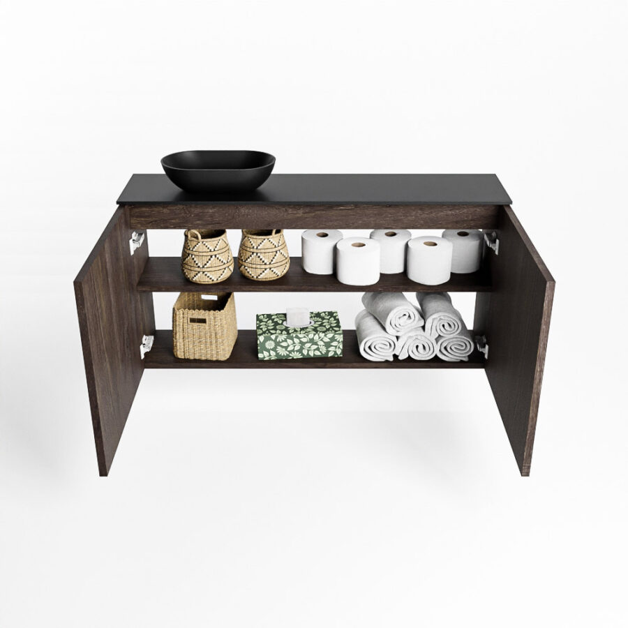 MONDIAZ FOWY toiletmeubel 100cm kleur dark brown. Waskom positie links kleur urban | urban. Zonder kraangat - Afbeelding 8