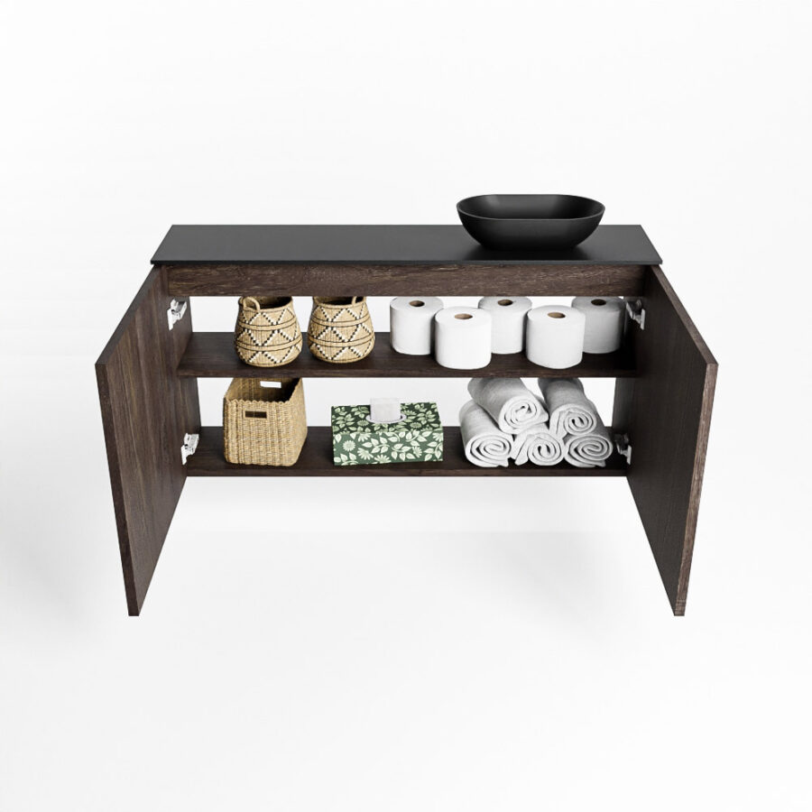 MONDIAZ FOWY toiletmeubel 100cm kleur dark brown. Waskom positie rechts kleur urban | urban. Zonder kraangat - Afbeelding 8