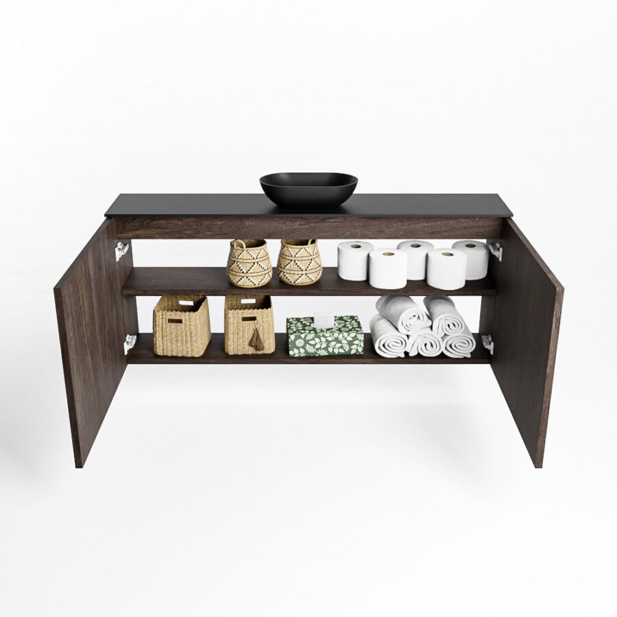 MONDIAZ FOWY toiletmeubel 120cm kleur dark brown. Waskom positie midden kleur urban | urban. Met 1 kraangat - Afbeelding 8