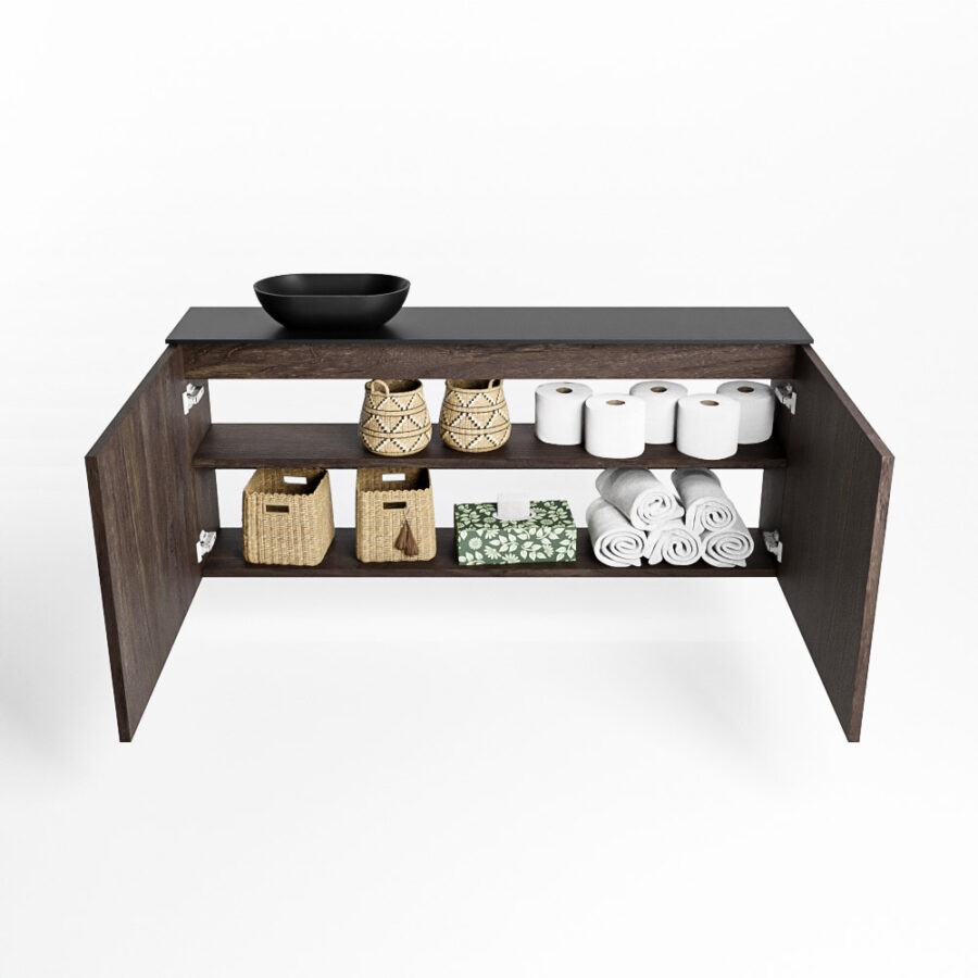 MONDIAZ FOWY toiletmeubel 120cm kleur dark brown. Waskom positie links kleur urban | urban. Met 1 kraangat - Afbeelding 8
