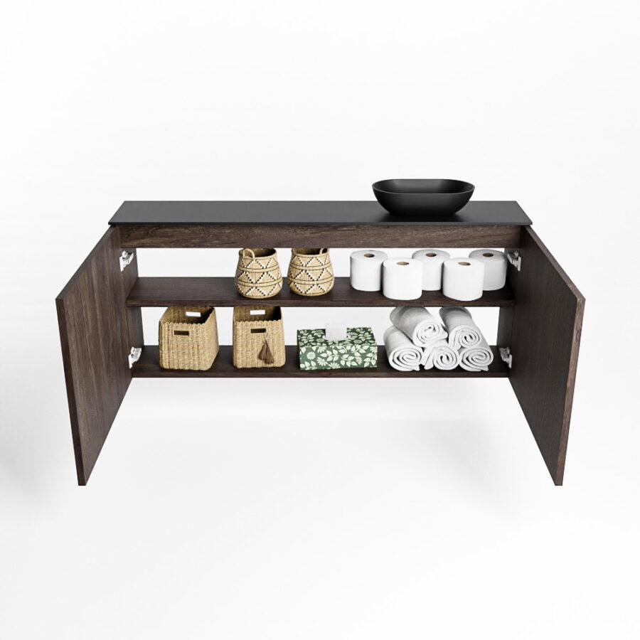 MONDIAZ FOWY toiletmeubel 120cm kleur dark brown. Waskom positie rechts kleur urban | urban. Met 1 kraangat - Afbeelding 8