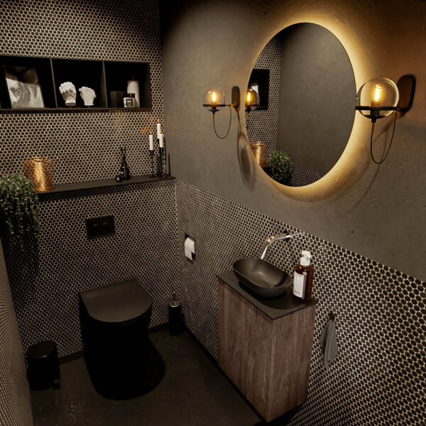 MONDIAZ FOWY toiletmeubel 40cm kleur dark brown. Waskom positie midden kleur urban | urban. Zonder kraangat