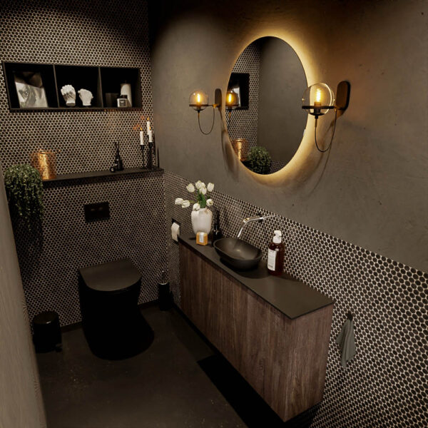 MONDIAZ FOWY toiletmeubel 100cm kleur dark brown. Waskom positie midden kleur urban | urban. Zonder kraangat