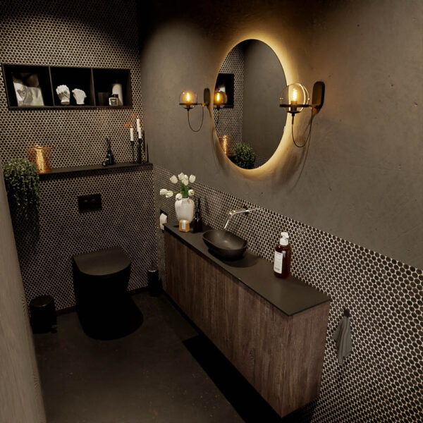 MONDIAZ FOWY toiletmeubel 120cm kleur dark brown. Waskom positie midden kleur urban | urban. Zonder kraangat