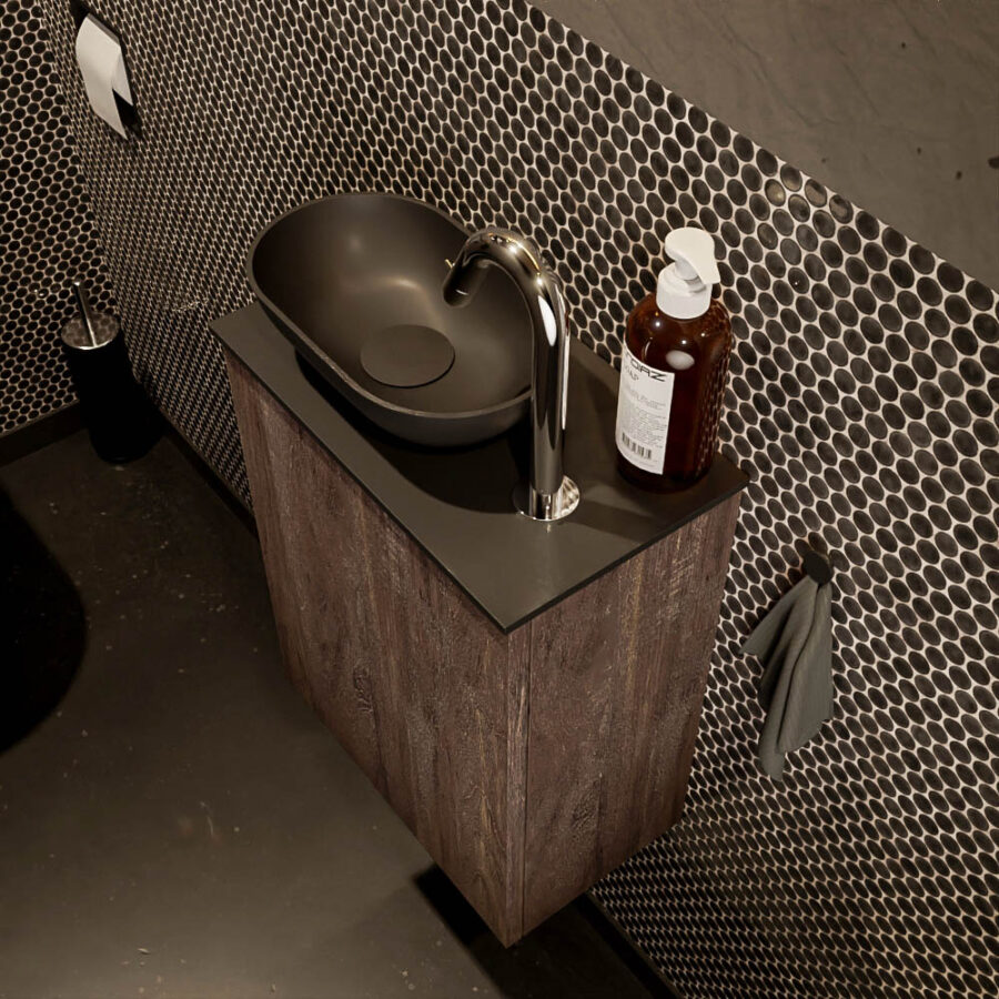 MONDIAZ FOWY toiletmeubel 40cm kleur dark brown. Waskom positie links kleur urban | urban. Met 1 kraangat - Afbeelding 3