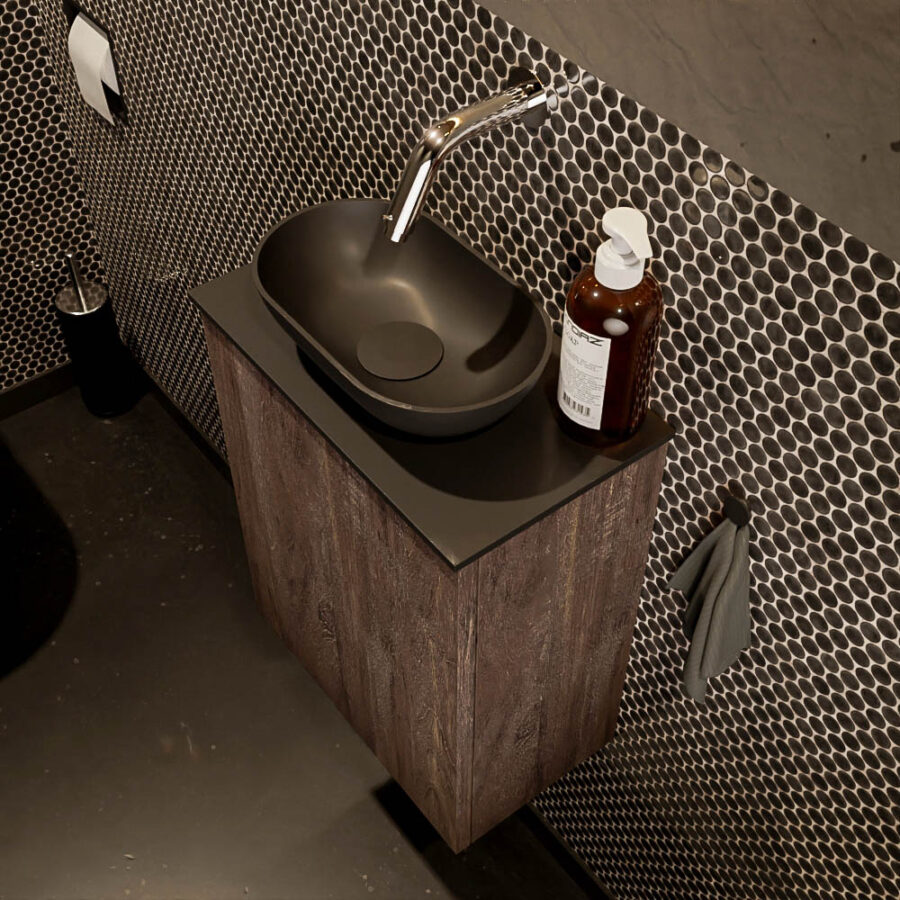 MONDIAZ FOWY toiletmeubel 40cm kleur dark brown. Waskom positie midden kleur urban | urban. Zonder kraangat - Afbeelding 3