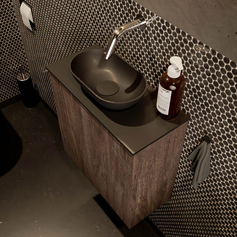 MONDIAZ FOWY toiletmeubel 50cm kleur dark brown. Waskom positie midden kleur urban | urban. Zonder kraangat - Afbeelding 3
