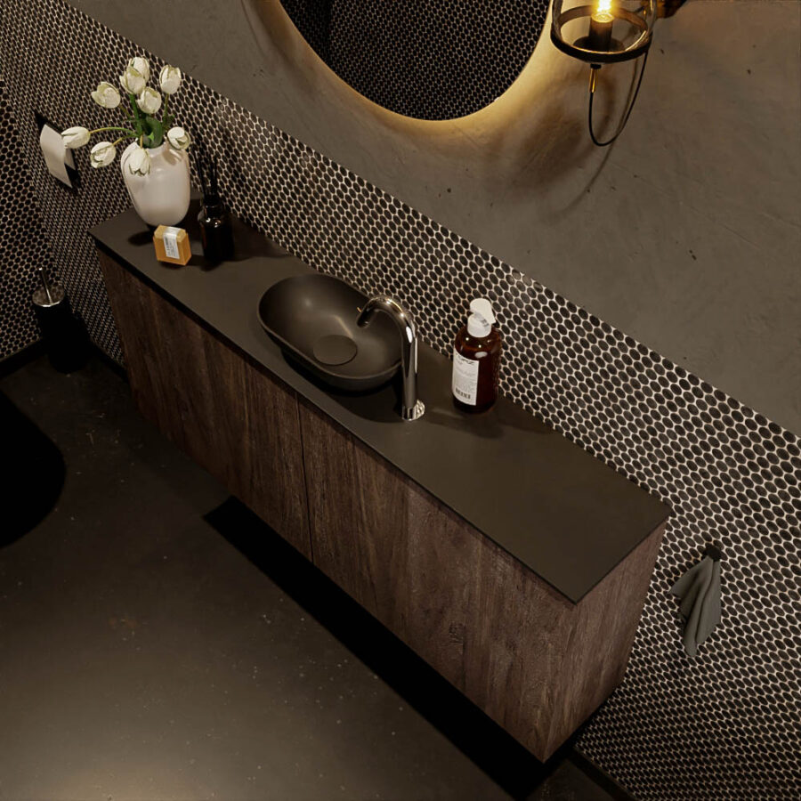 MONDIAZ FOWY toiletmeubel 120cm kleur dark brown. Waskom positie midden kleur urban | urban. Met 1 kraangat - Afbeelding 3
