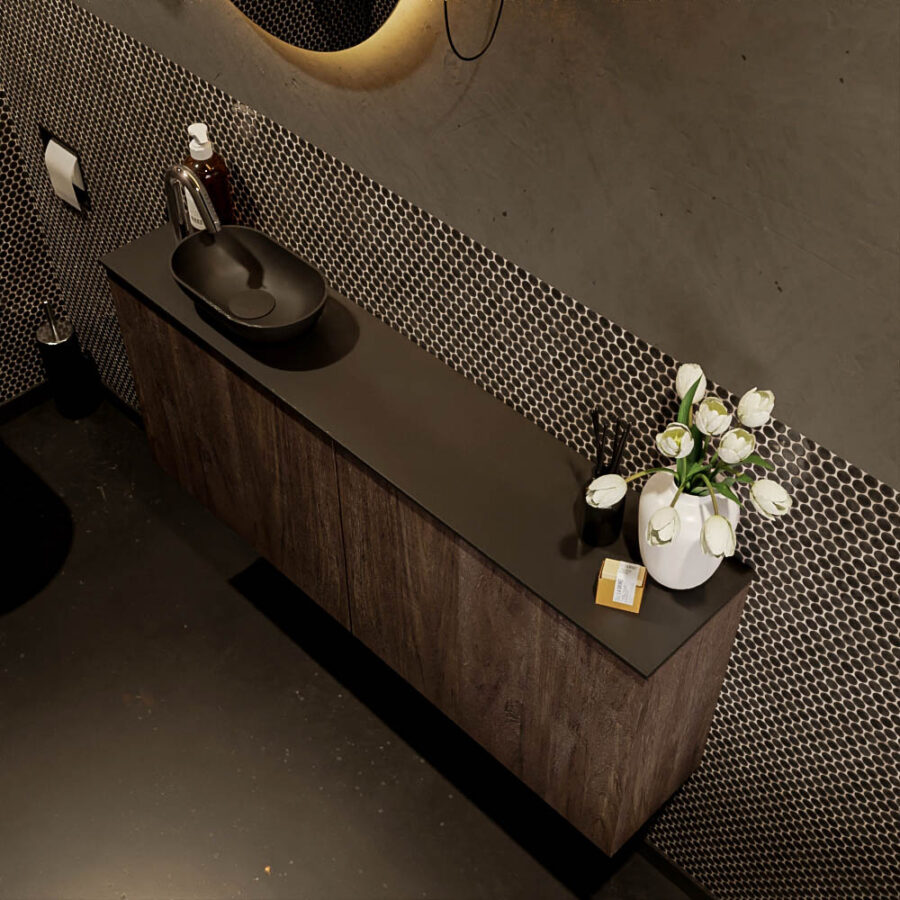MONDIAZ FOWY toiletmeubel 120cm kleur dark brown. Waskom positie links kleur urban | urban. Met 1 kraangat - Afbeelding 3