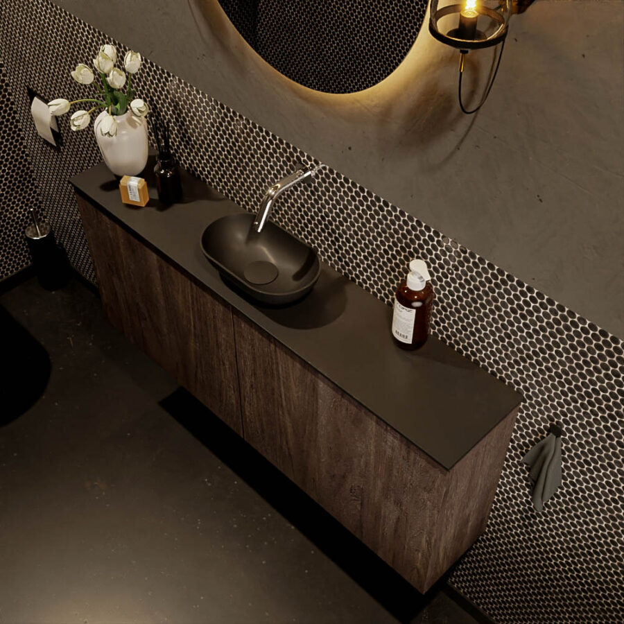 MONDIAZ FOWY toiletmeubel 120cm kleur dark brown. Waskom positie midden kleur urban | urban. Zonder kraangat - Afbeelding 3