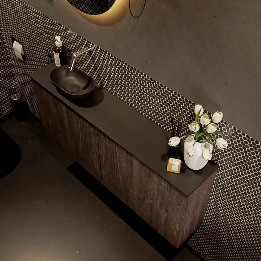 MONDIAZ FOWY toiletmeubel 120cm kleur dark brown. Waskom positie links kleur urban | urban. Zonder kraangat - Afbeelding 3
