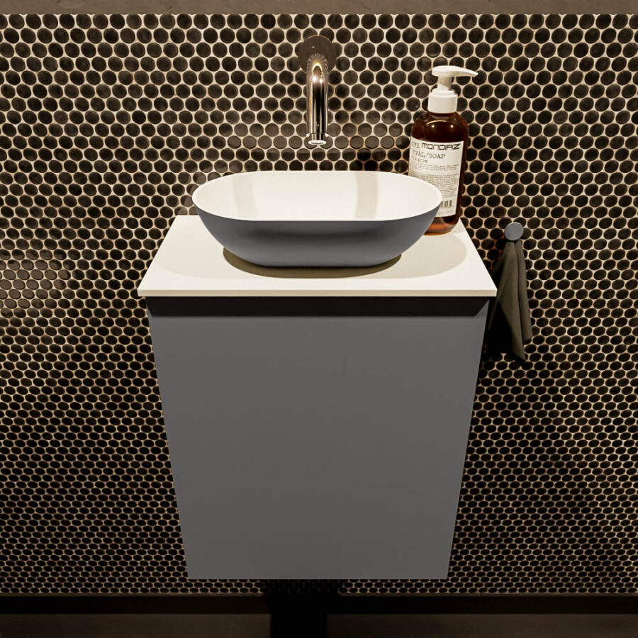 MONDIAZ FOWY toiletmeubel 40cm kleur dark grey. Waskom positie midden kleur dark grey | talc. Zonder kraangat - Afbeelding 2