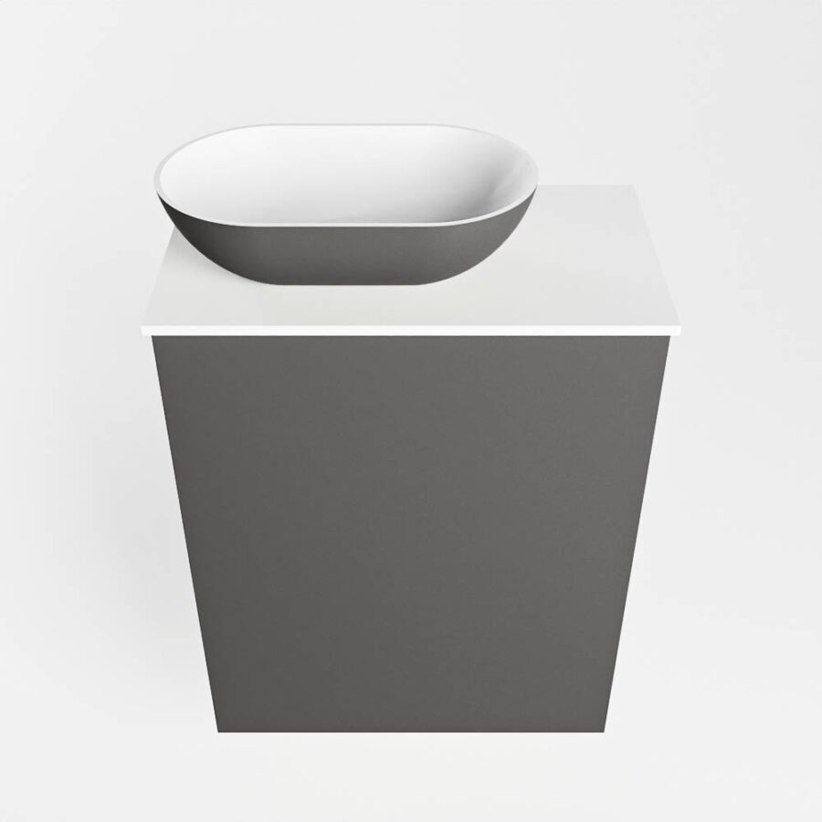 MONDIAZ FOWY toiletmeubel 40cm kleur dark grey. Waskom positie links kleur dark grey | talc. Met 1 kraangat - Afbeelding 5