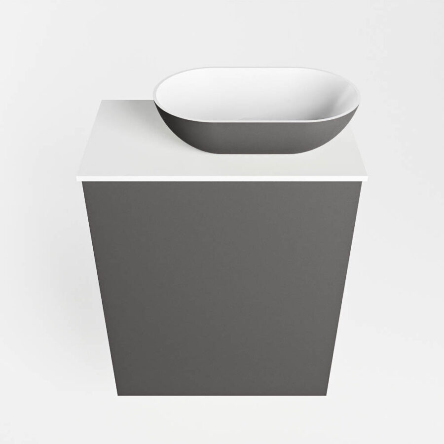MONDIAZ FOWY toiletmeubel 40cm kleur dark grey. Waskom positie rechts kleur dark grey | talc. Met 1 kraangat - Afbeelding 5