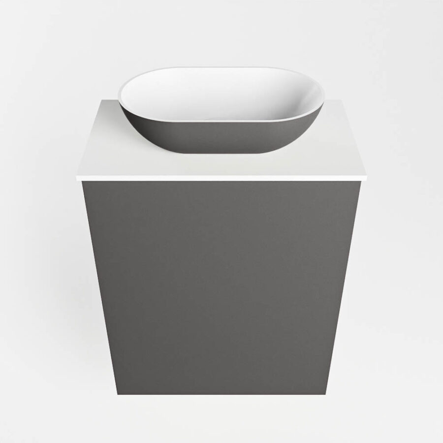 MONDIAZ FOWY toiletmeubel 40cm kleur dark grey. Waskom positie midden kleur dark grey | talc. Zonder kraangat - Afbeelding 5
